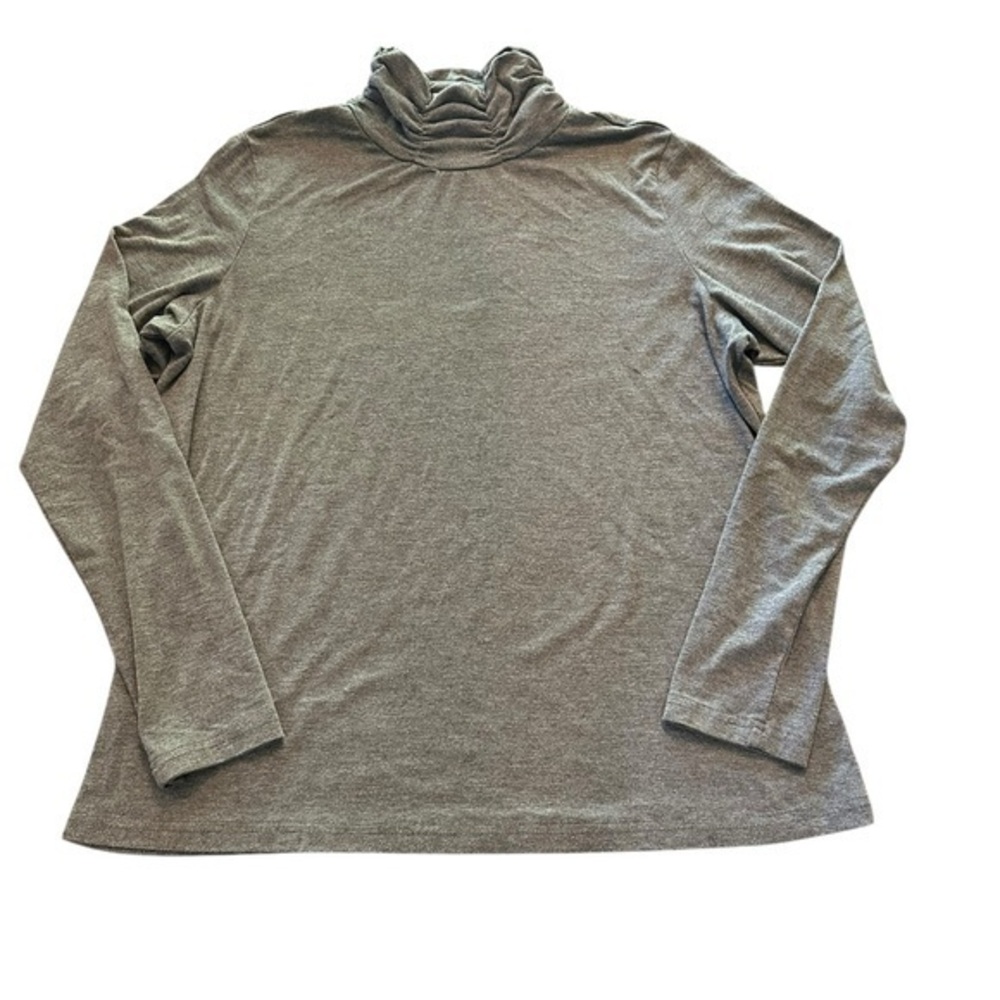 Kim Rogers Ruched Turtle Neck Long Sleeve Shirt - Size Petite Large - Gray